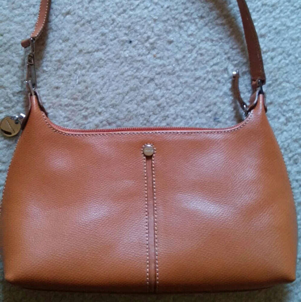 Lamarthe leather handbag with silver accents.